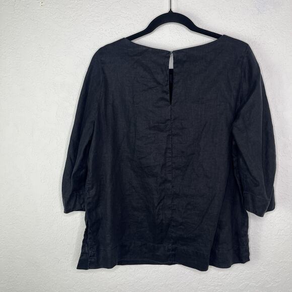 Souq Black Linen Blouse Size M pullover, Lagenlook, Boho, breathable, comfort - Picture 5 of 8